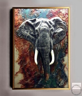 Elefant african Tablou pictat manual in ulei pe panza