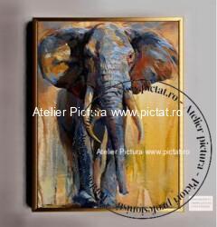 Elefant in savana, tablou abstract, pictura dimensiune mare, tablouri dimensiuni mari