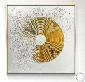 Tablouri pictate manual, Soarele, tablou abstract in cutit cu foita de aur