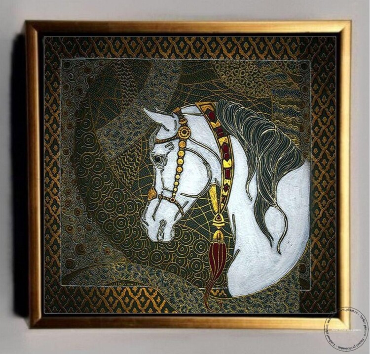 Tablou cu cal, tablou abstract, tablouri cu filigram aur