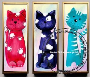 Tablou cu pisici, tablou abstract, tablouri set cu pisicute