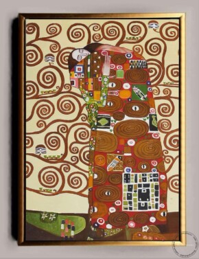 cu oameni, tablouri abstracte placate cu foita de aur, tablou pictat Klimt Sarutul