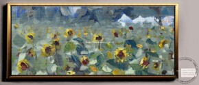 Tablou Peisaj cu floarea soarelui, tablou abstract, tablouri cu flori de camp, tablou floarea soarelui, Pictura cutit