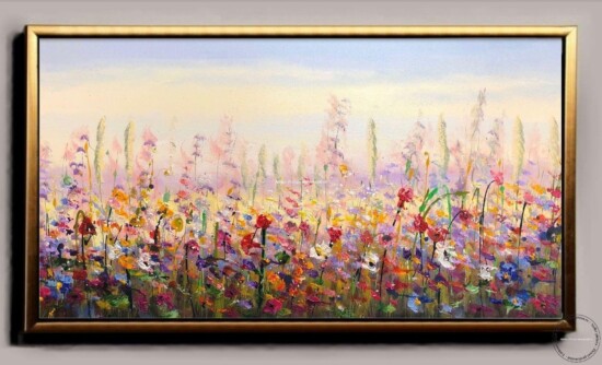 Peisaj cu flori de camp Pictura cu Flori multicolore
