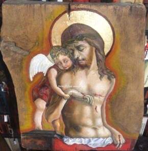 Tablou lemn masiv stejar, icoane lemn pictate Isus, tablou religios, pictura ulei, icoana pictata 50×60 cm