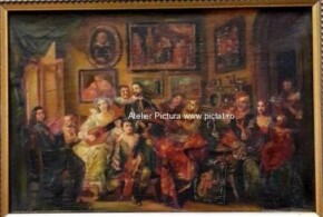 Tablou pictura Flamanda Tablou baroc rococo Tablou peisaj interior victorian 45×35 cm