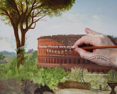 Tablouri la comanda, reproducere pictura celebra, Vedere a colosseumului din Roma, Egor Solntsev View of the Coliseum in Rome. 1848, vederi ale vieții romane antice
