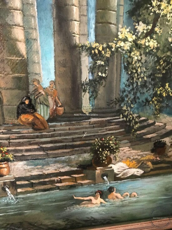 Tablouri pictate manual Baile de la ruine, tablou cu peisaj de vara Tablou inramat 63x71 cm