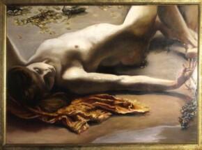 Tablou inramat Tablou nud femeie, Portret femeie nud cu bijuterii 76×63 cm