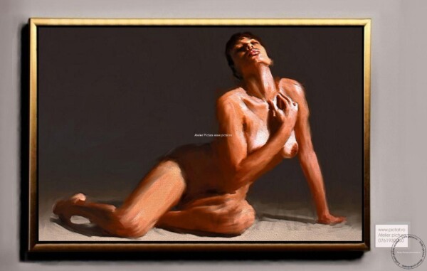 Tablouri pictate manual Femeie nud cu sani mari, tablou femeie senzuala