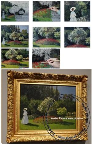 Tablou reproducere Peisaj Claude Monet celebra, Pictura celebra Doamnă într-o grădină 1867 de Claude Monet