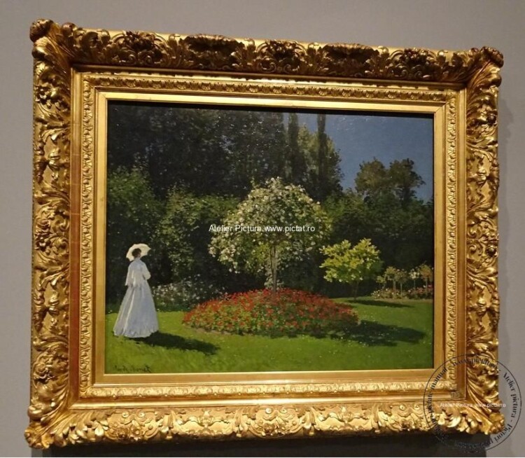 Tablou impresionist Ulei pe pânză, Tablou reproducere Peisaj Claude Monet celebra, Pictura celebra Doamnă într-o grădină 1867 de Claude Monet Woman in the Garden