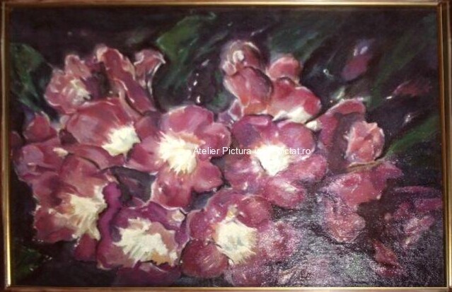 Pictura cu flori, tablou cu flori de petunii, tablouri flori primavara 44x33cm