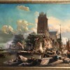 Tablou reproducere celebra, peisaj marin tablou pictat in ulei pe panza Port aglomerat cu comercianti 73×96cm