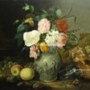 Tablouri cu flori pictori celebri Reproducere pictura celebra tablou stile life cu flori si fructe, pictor Ivan Khrutsky, flowers and fruits 1854