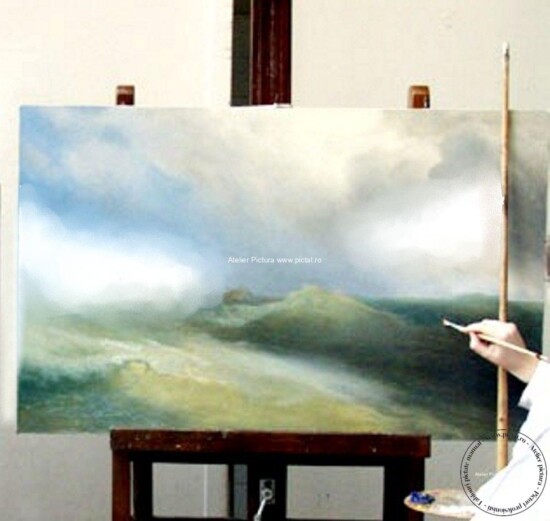 magazin online tablouri Reproduceri tablouri celebre, reproducere peisaj marin, Tablou cu furtuna pe mare, pictor Ivan Aivazovsky