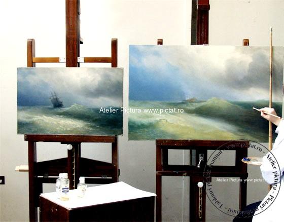 Tablouri de pictori celebri Reproduceri tablouri celebre, reproducere peisaj marin, Tablou cu furtuna pe mare, pictor Ivan Aivazovsky