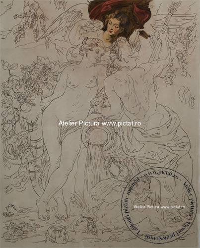 Union of Earth and Water a lui Peter Paul Rubens (cca. 1618 ) exprimă convingerile politice ale artistului prin intermediul unei alegorii complexe