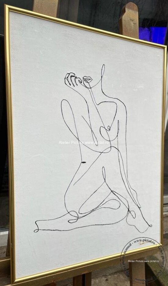 Tablou Alb negru Tablou Nud femeie, tablou pictat pictat alb negru (1)