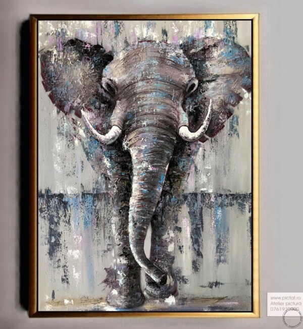 Tablouri pictate manual Tablou abstract cu elefant, tablou dimensiune mare