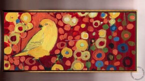 Tablouri pictate manual Tablou abstract cu flori galbene, tablou abstract cu canar