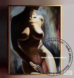 Tablouri pictate manual Tablou abstract, nud femeie cu sanii mari, Muza