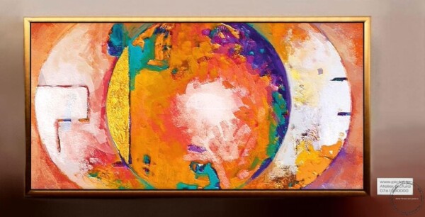 Tablouri pictate manual Tablou abstract portocaliu, tablou abstract soare, tablou modern