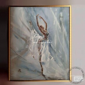 Tablouri pictate manual Tablou abstract, tablou cu balerina, tablou femeie in alb, tablou dansatoare