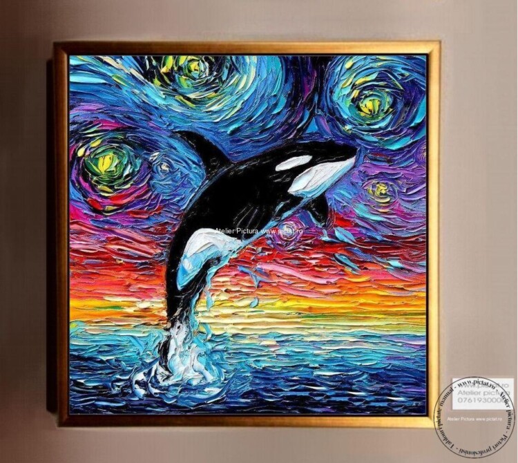 Tablouri pictate manual Tablou abstract, tablou cu delfin, peisaj van gogh