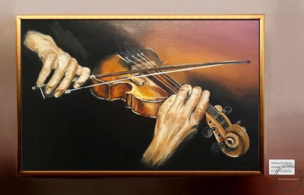 Tablouri pictate manual Tablou abstract, tablou cu vioara, tablou maini violonist