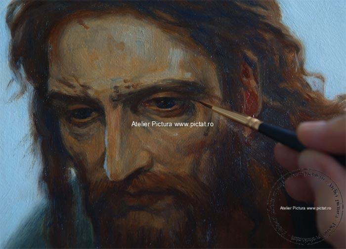 Tablou celebru la comanda, tablou portret Hristos in desert, reproduceri de arta pictate manual cu vopsele in ulei pe panza