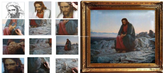 Tablou celebru la comanda, tablou portret Hristos in desert, Reproduceri de picturi în ulei - Picturi personalizate în ulei