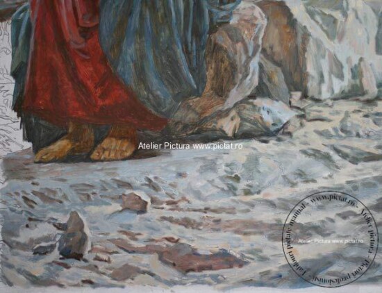 Tablou celebru la comanda, tablou portret Hristos in desert, Arta creștină timpurie include fresce, mozaicuri și sculpturi în stiluri clasice romantice, schimbând semnificațiile motivelor romane și păgâne