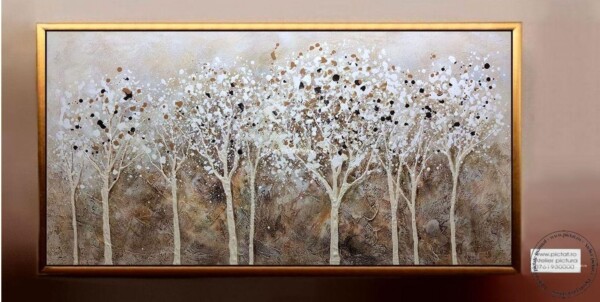Tablou copac cu frunze albe, tablouri cu copaci, tablouri frunze, tablou contemporan, tablou sufragerie, tablouri abstracte, tablouri mari