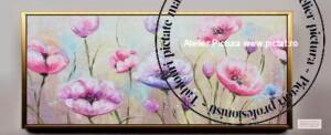 Tablouri pictate manual Tablou cu flori de mac, Tablou abstract, tablou flori de camp