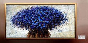 Tablou cu flori, tablou flori albastre, Tablou abstract, Tablou buchet de mireasa albastru, Tablou 3D, Tablou reliefat