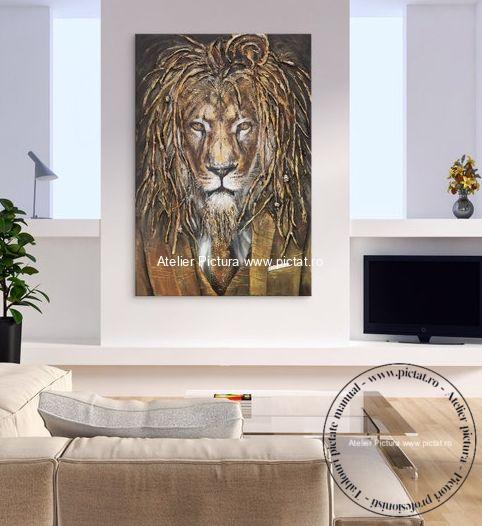 Tablou Portret de un leu, Tablou animale Leu, Tablou Regele Leu, Tablou zodia Leu, Tablou cu leu, Tablouri cu lei și tigri, Tablouri animale atelier pictura