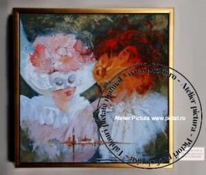 Tablouri pictate manual Tablou femeie misterioasa, tablou cu indragostiti, tablou peisaj venetia