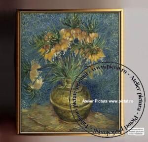 Tablouri pictate manual Tablou flori Van Gogh, Floarea soarelui in vaza Tablou abstract