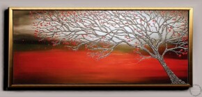 Tablou peisaj abstract cu copac, Tablou apus de soare, tablou copac auriu, tablouri copac, tablouri pictate cu copaci
