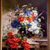 Tablou pictat manual ulei Tablou floral. Pictura cu flori. Tablou cu maci, Tablouri cu flori de camp Reproducere dupa Eugene Henri Cauchois 45×62 cm