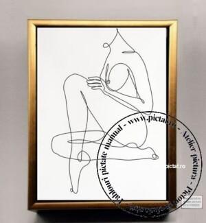 Tablou nud abstract, tablou abstract alb negru, tablou minimalist, Tablou silueta de femeie