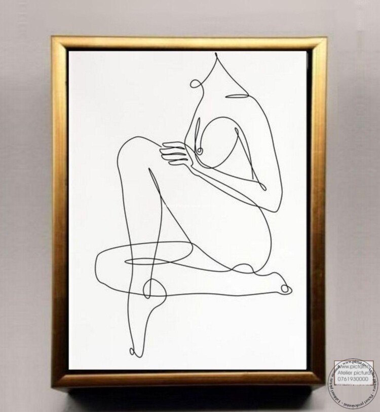 Tablou nud abstract, tablou abstract alb negru, tablou minimalist, Tablou silueta de femeie