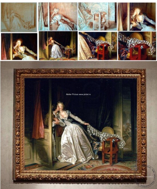 Tablou reproducere celebra Sarutul furat, Jean Honore Fragonard The Stolen Kiss Tablouri la comanda, picturi realizate la comanda dupa fotografie