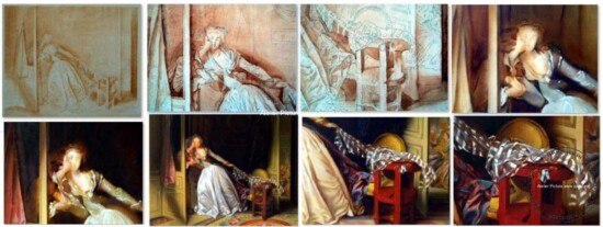 Tablouri reproduceri celebre, Tablou Sarutul furat, pictor Jean Honore Fragonard The Stolen Kiss, Tablouri pictate la comanda, picturi realizate la comanda