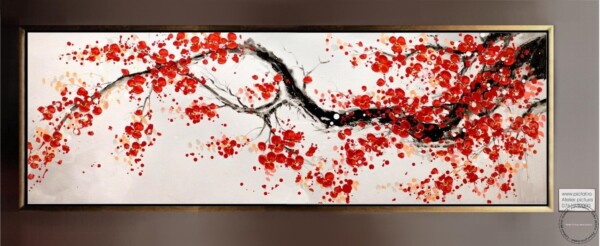 Tablouri cu flori, tablouri copaci cu flori, tablouri cu flori rosii, tablouri copac inflorit, tablouri pictate copaci cu floti 3D
