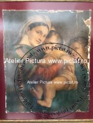 Tablou religios litografie, icoana rara Tablou Icoana Maica Domnului Isus Iosif, 75x85
