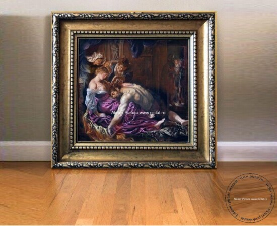 Tablou celebru, tablouri celebre, tablouri reproduceri in ulei pictate manual. Tablou clasic Alegorie Povestea lui Samson si Delilah 81×77cm