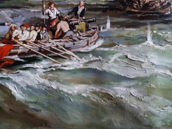 Pictura bătălii navale, picturi nautice, Tablouri cu peisaje, Pictura istorie, Pictura fregate cu tunuri