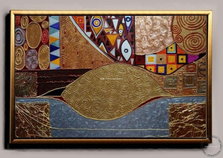 Klimt Adele Pictura abstracta, tablou modern, Tablou efect 3D, Tablou pictura cutit, Tablou sufragerie, Tablou abstract Tablou auriu